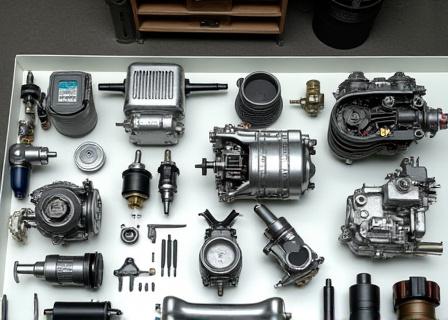 Componenti di una moto smontata meticolosamente catalogati