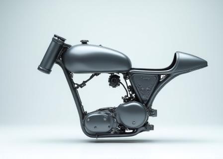 Telaio di una moto d'epoca durante le fasi di preparazione per il restauro